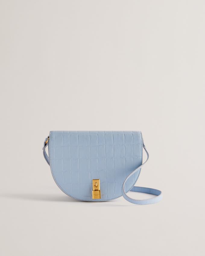 Sac en Cuir Ted Baker Leather Padlock Saddle Bleu Femme | YFC-26469605